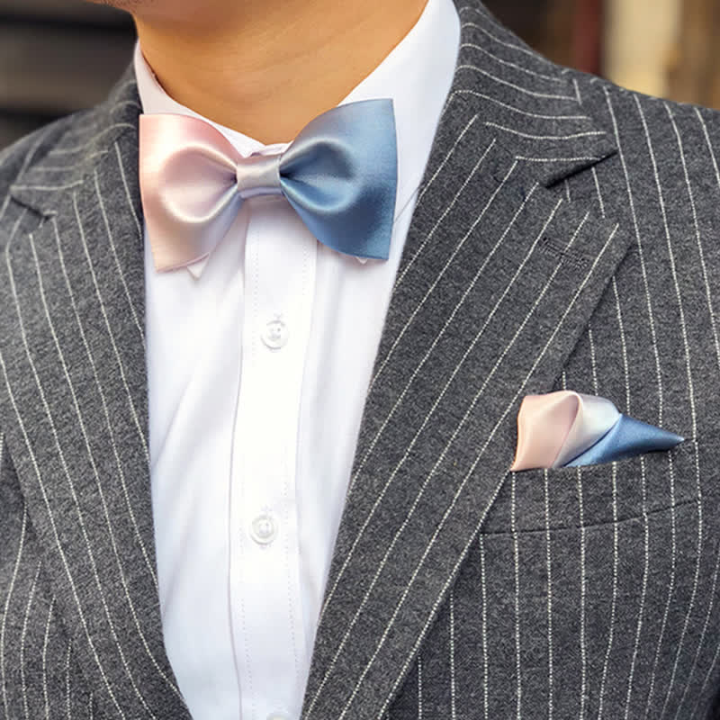 Men's Pink & Blue Color Gradient Bow Tie - Image 2