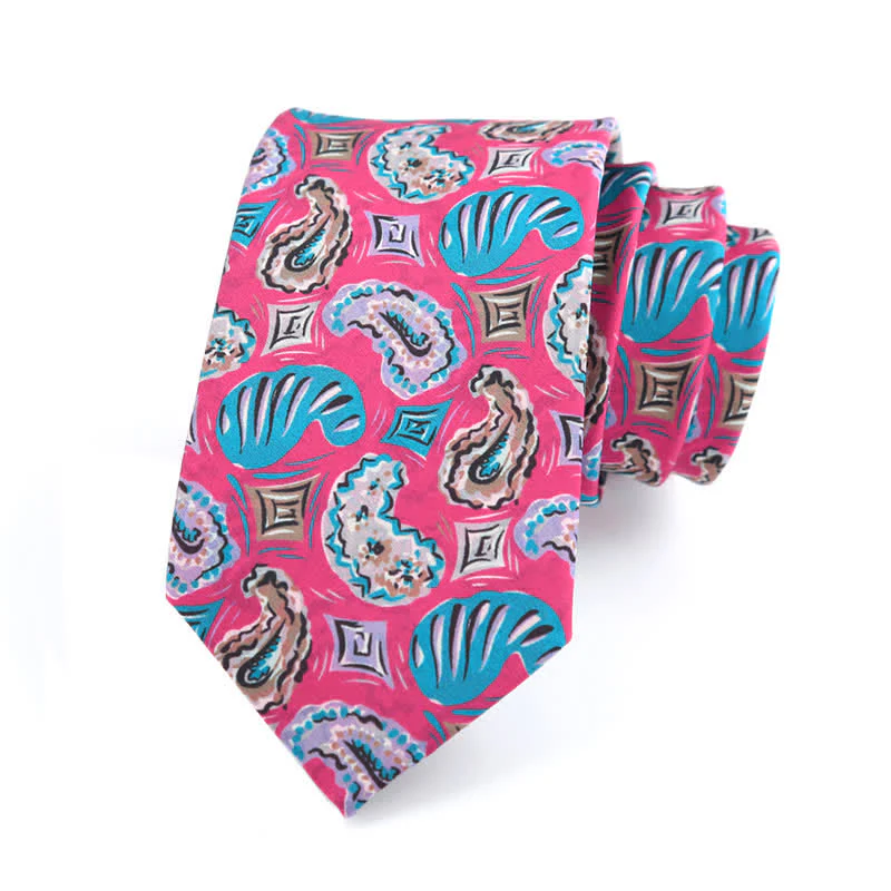 Men's Pink & Blue Paisley Prints Necktie - Image 2