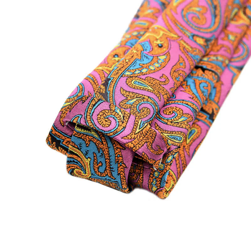 Men's Pink & Gold Flower Vibrant Paisley Necktie - Image 3