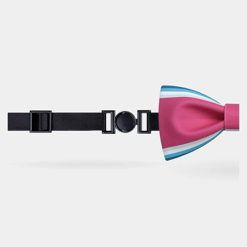 Men's Pink & Green Stripe Bow Tie - Image 5