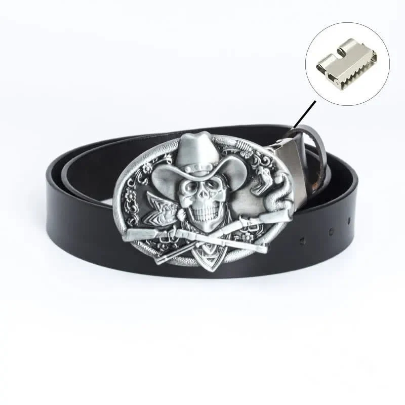 Men's Pirate Skull Cross Guns Leather Belt - Image 20