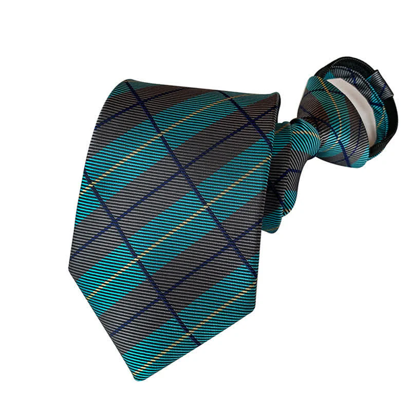 Men's Plaid Zipper Tie Argyle Necktie - Image 3
