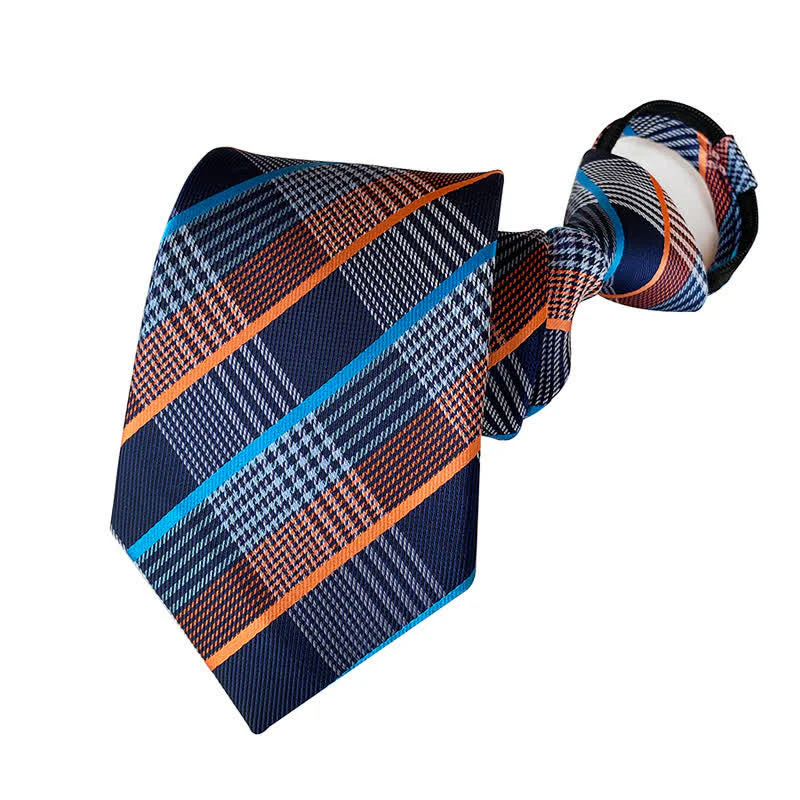 Men's Plaid Zipper Tie Argyle Necktie - Image 4