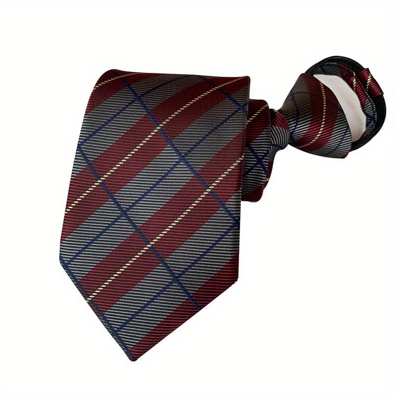 Men's Plaid Zipper Tie Argyle Necktie - Image 6