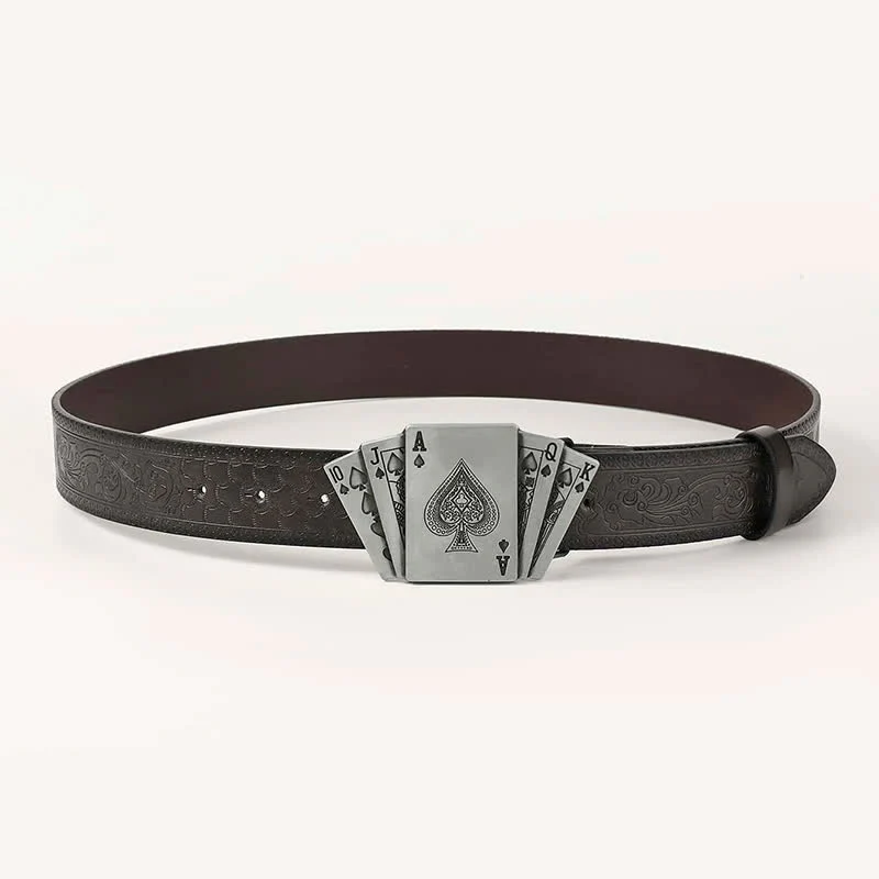 Men's Playing Cards Poker Gambling Leather Belt - Image 2