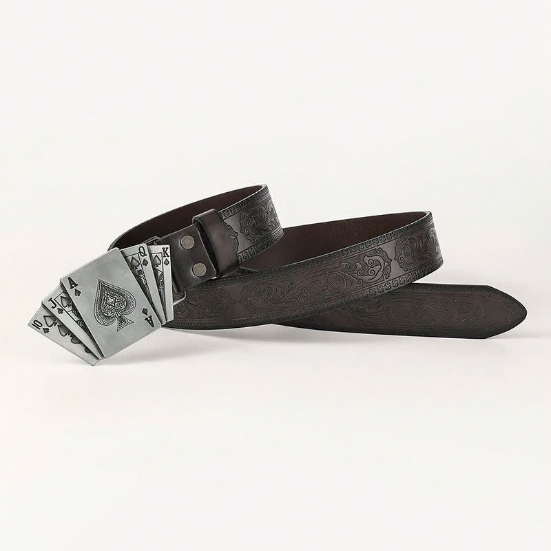 Men's Playing Cards Poker Gambling Leather Belt - Image 3