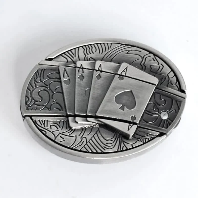 Men's Poker 4 Ace Leather Belt With Folding Knife - Image 7
