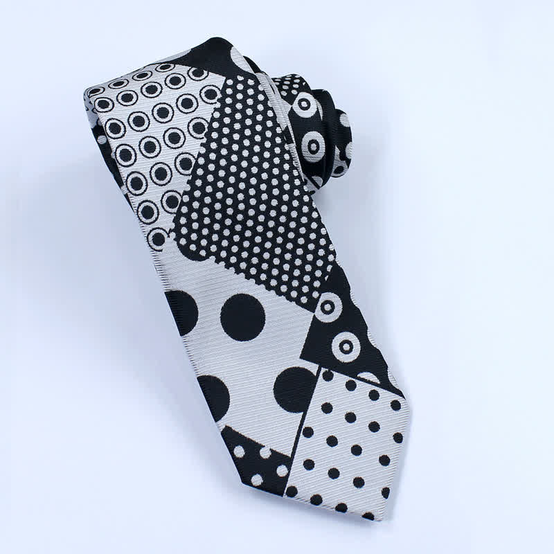 Men's Polka Dot Black And White Necktie - Image 3
