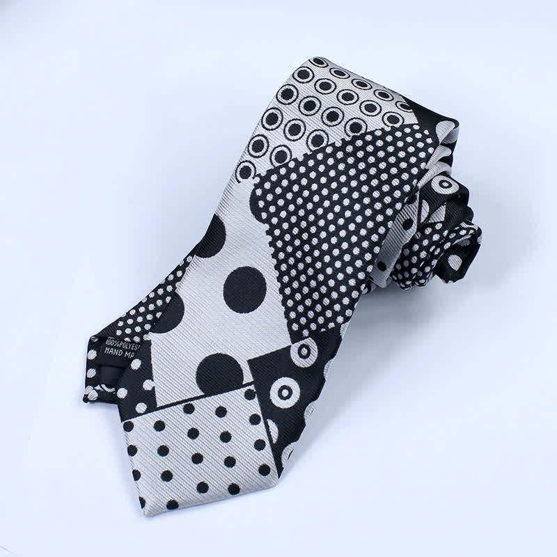 Men's Polka Dot Black And White Necktie - Image 4