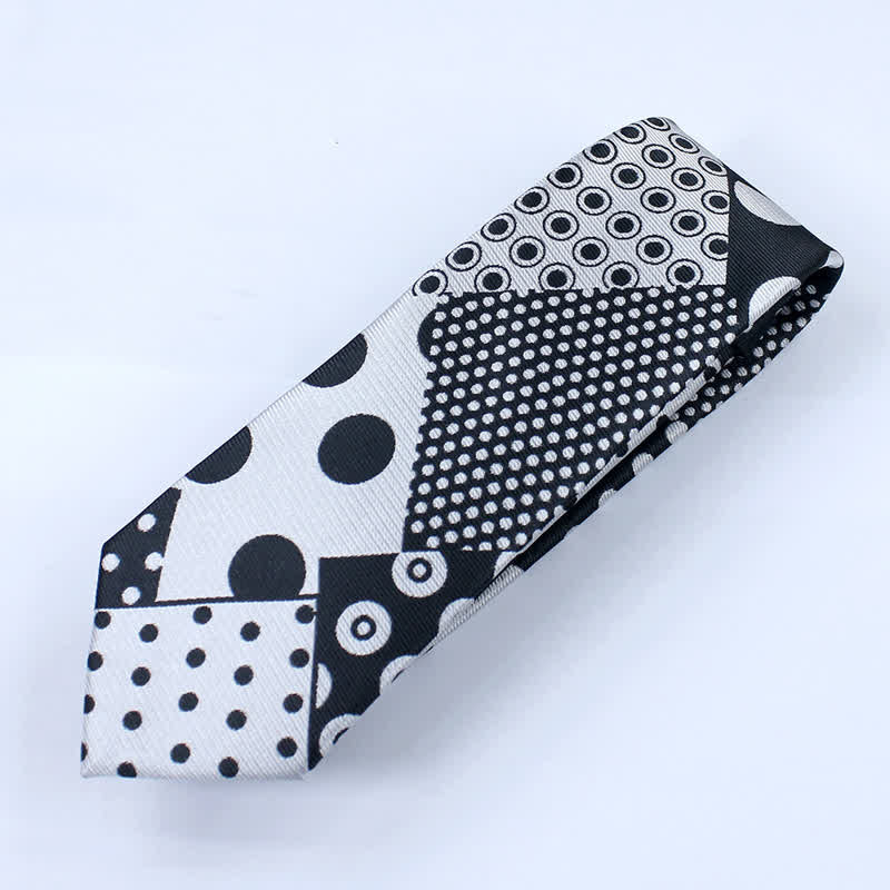Men's Polka Dot Black And White Necktie - Image 5