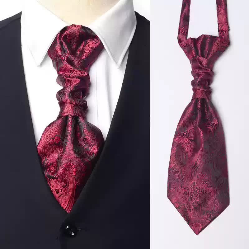 Men's Pre-Tied Paisley Patterned Wrinkle Knot Ascot Necktie - Image 4