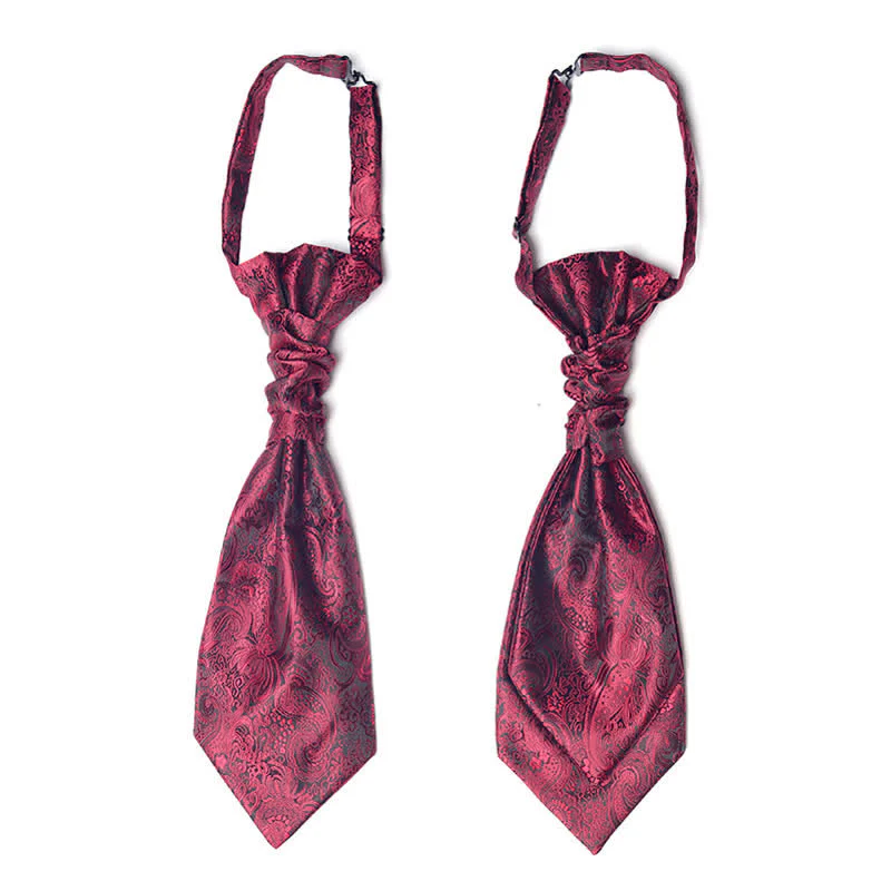 Men's Pre-Tied Paisley Patterned Wrinkle Knot Ascot Necktie - Image 5