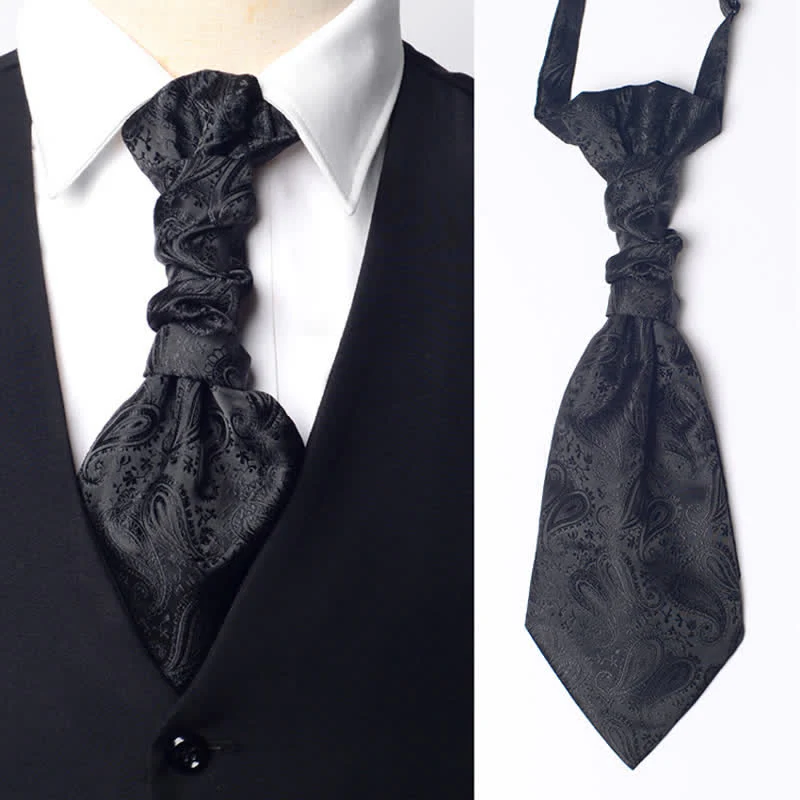 Men's Pre-Tied Paisley Patterned Wrinkle Knot Ascot Necktie - Image 7