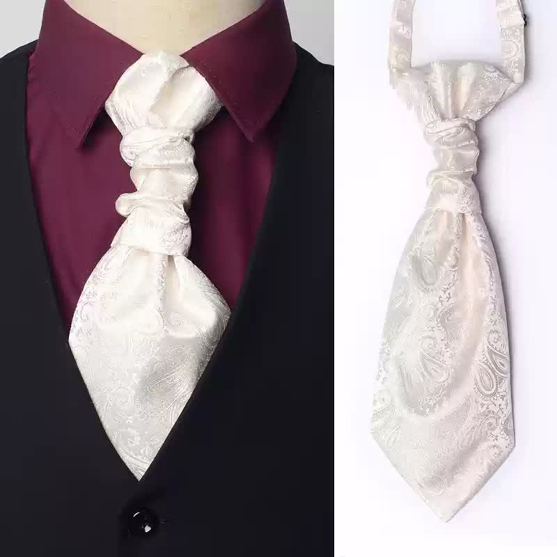 Men's Pre-Tied Paisley Patterned Wrinkle Knot Ascot Necktie - Image 8