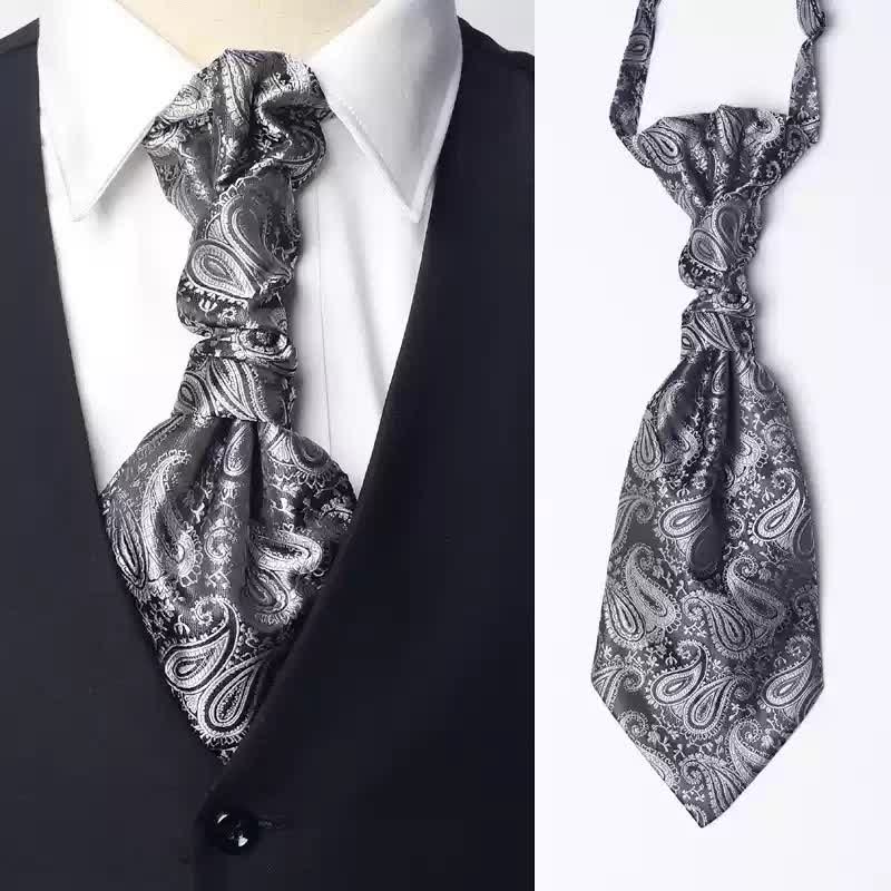 Men's Pre-Tied Paisley Patterned Wrinkle Knot Ascot Necktie - Image 9