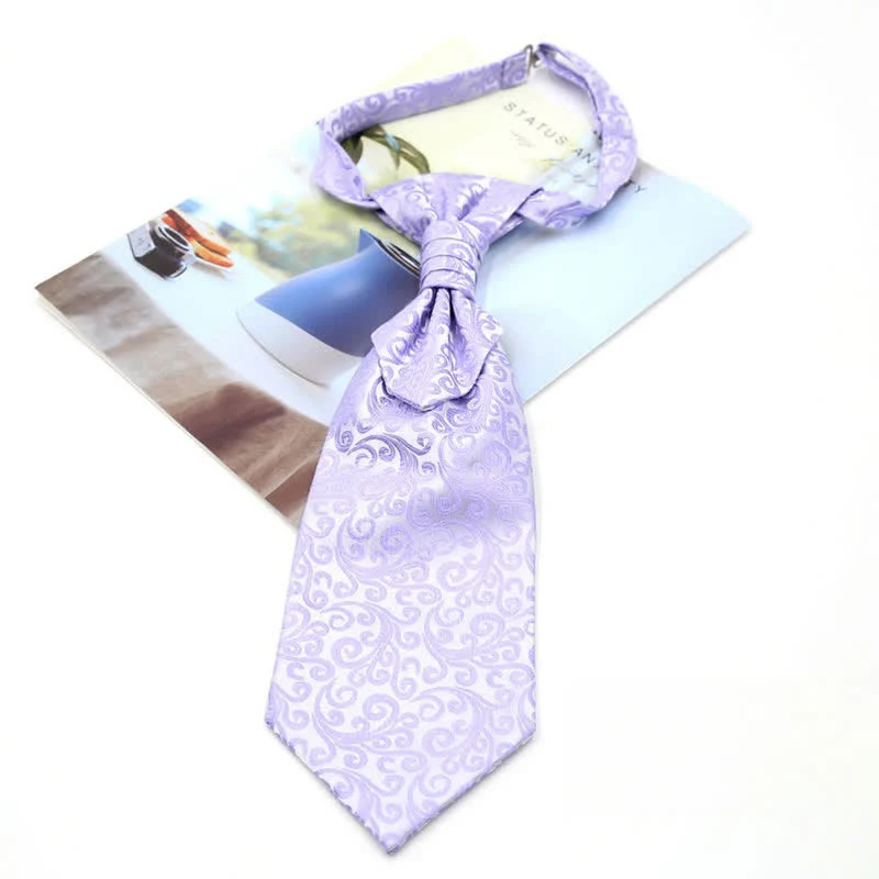 Men's Pre-Tied Ruche Cravat Luxury Paisley Tuxedo Ascot Necktie - Image 2
