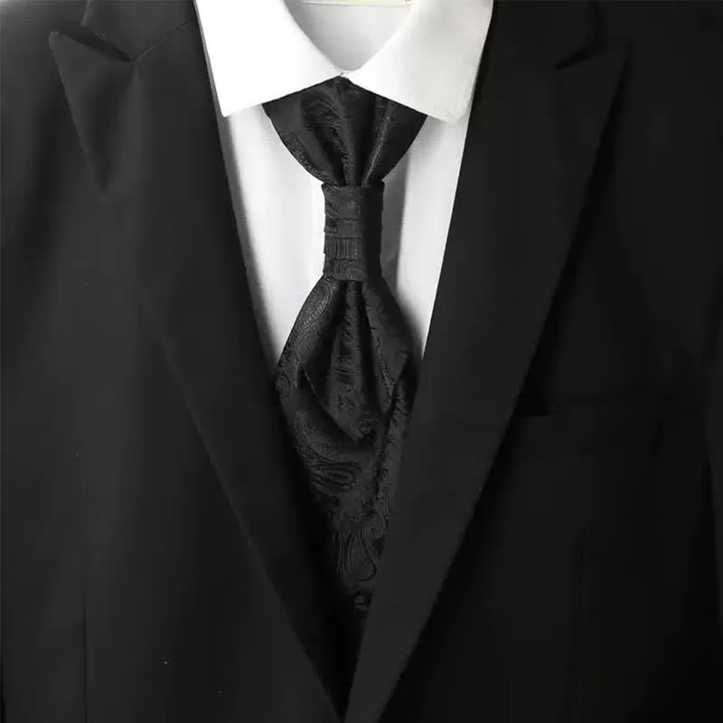 Men's Pre-Tied Ruche Cravat Luxury Paisley Tuxedo Ascot Necktie - Image 5