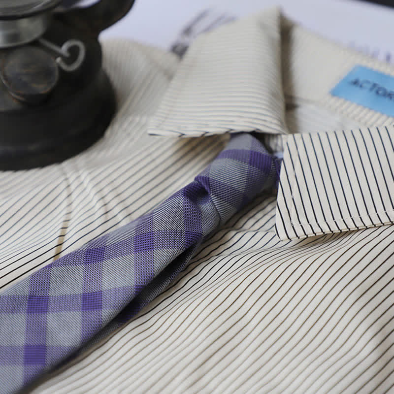 Men's Preppy Style Two-Tone Plaid Necktie - Image 2