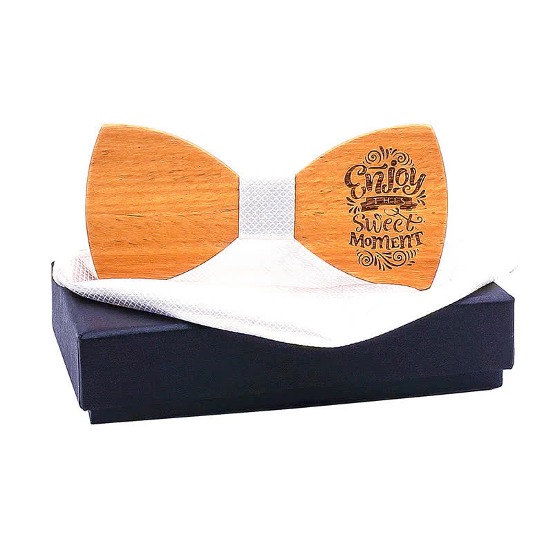 2Pcs Men's Proverbs Wooden Bow Tie Set - Image 10