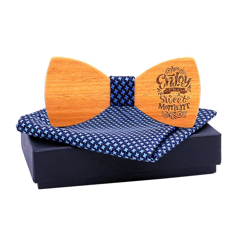 2Pcs Men's Proverbs Wooden Bow Tie Set - Image 11