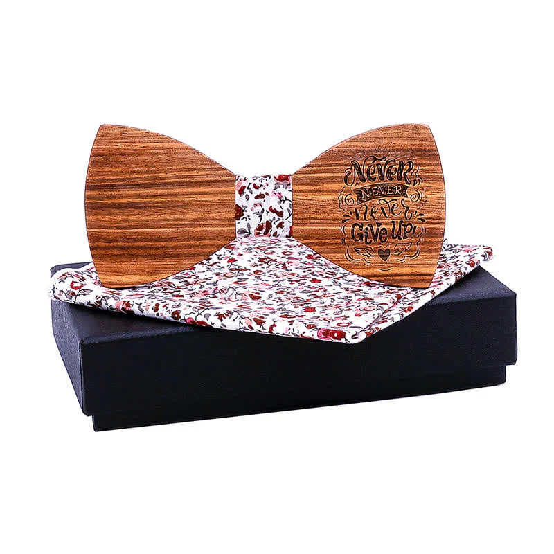 2Pcs Men's Proverbs Wooden Bow Tie Set - Image 12