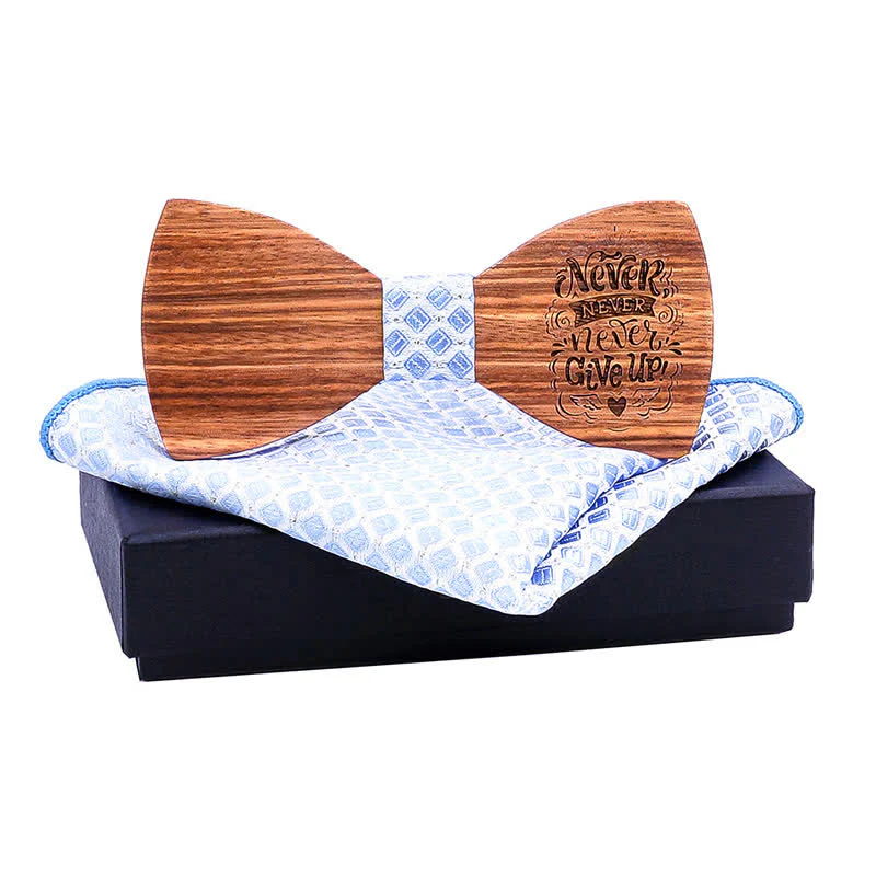 2Pcs Men's Proverbs Wooden Bow Tie Set - Image 13