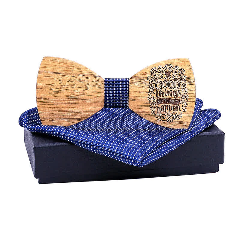 2Pcs Men's Proverbs Wooden Bow Tie Set - Image 7