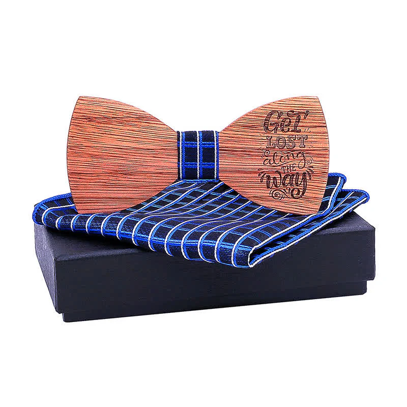 2Pcs Men's Proverbs Wooden Bow Tie Set - Image 9