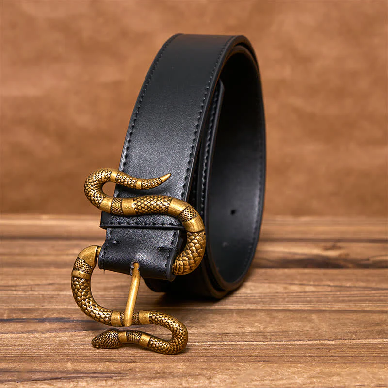 Men's Punk Bronze Serpent Buckle Streetwear Leather Belt
