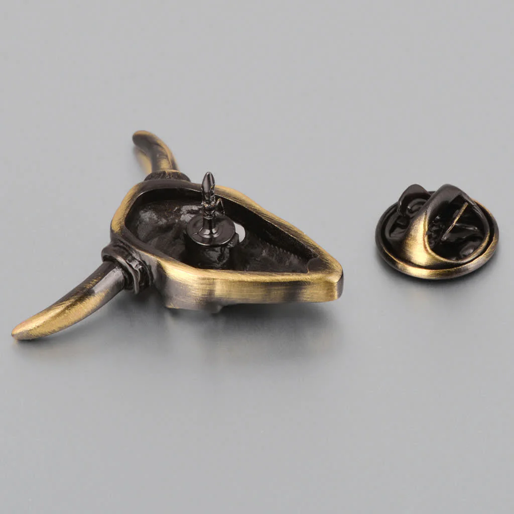 Men's Punk Charm Bull Head Brooch Pin - Image 5