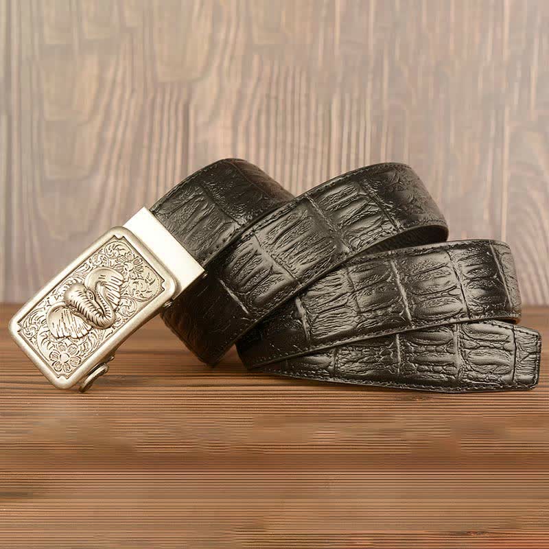Men's Punk Elephant Alligator Pattern Leather Belt - Image 21