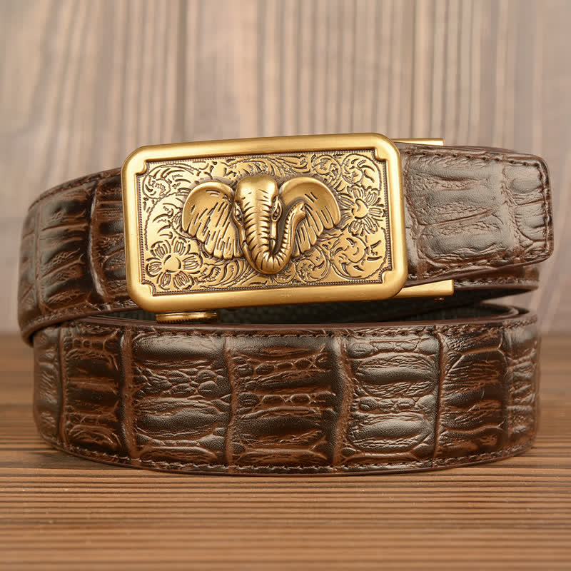 Men's Punk Elephant Alligator Pattern Leather Belt - Image 22