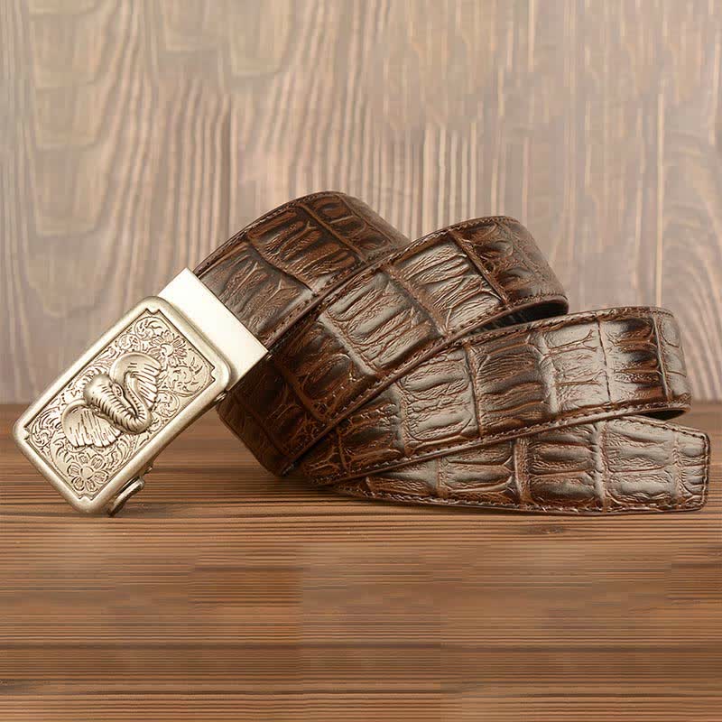 Men's Punk Elephant Alligator Pattern Leather Belt - Image 25
