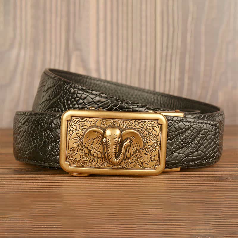 Men's Punk Elephant Alligator Pattern Leather Belt - Image 3