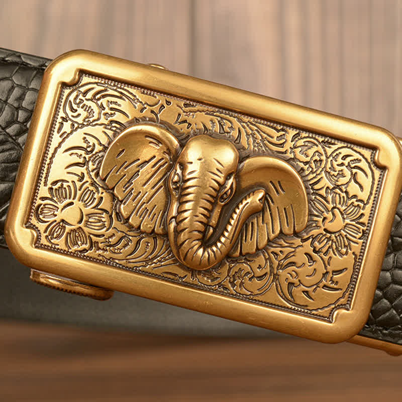 Men's Punk Elephant Alligator Pattern Leather Belt - Image 6