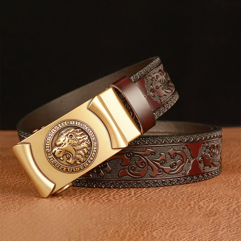 Men's Punk Lion Head Leather Belt - Image 2