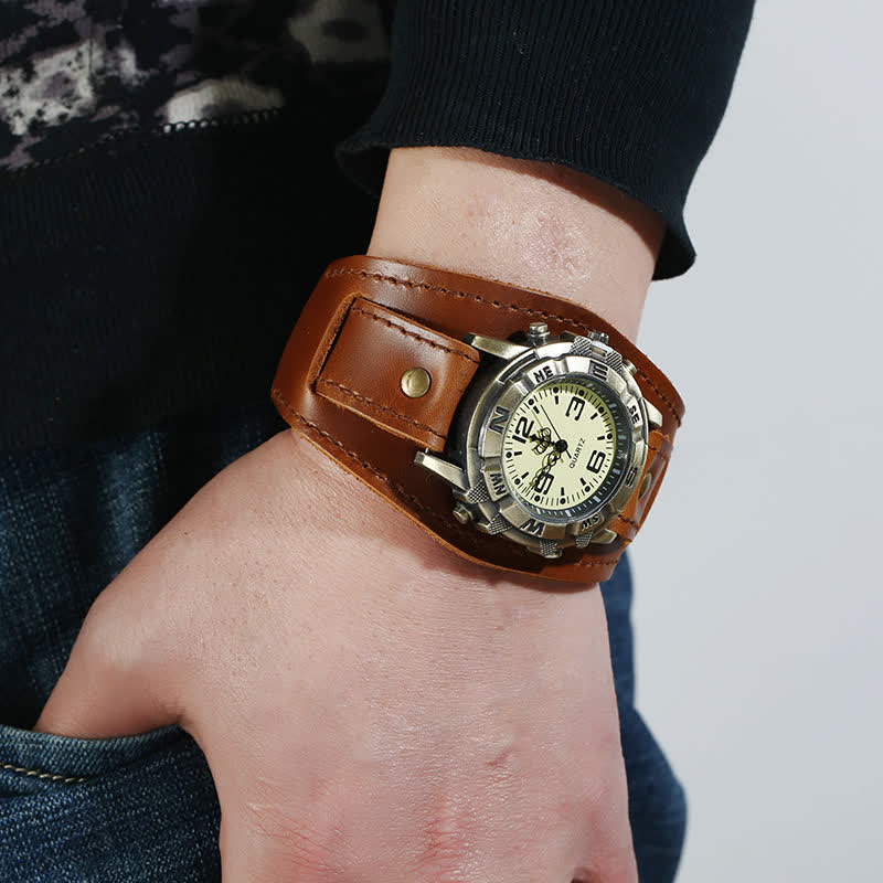 Men's Punk Retro Fashion Cuff Leather Watch - Image 2