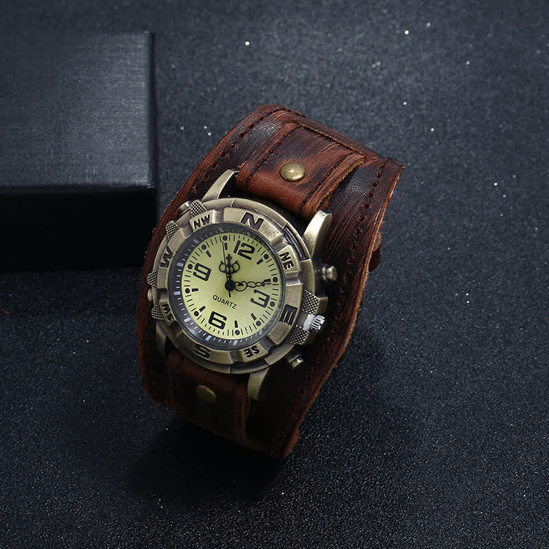 Men's Punk Retro Fashion Cuff Leather Watch - Image 4