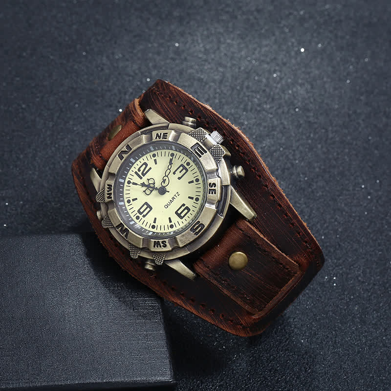 Men's Punk Retro Fashion Cuff Leather Watch - Image 5