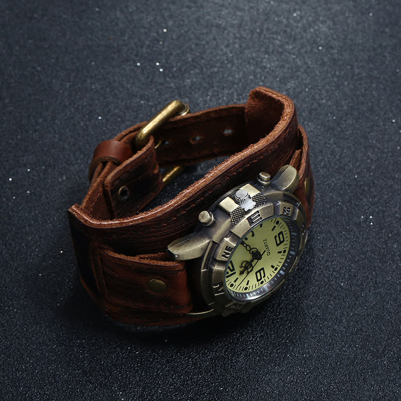 Men's Punk Retro Fashion Cuff Leather Watch - Image 6