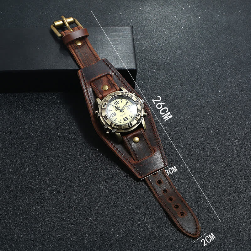 Men's Punk Retro Fashion Cuff Leather Watch - Image 7