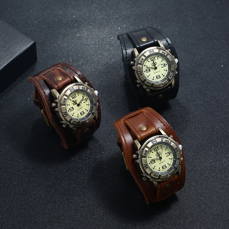 Men's Punk Retro Fashion Cuff Leather Watch - Image 8