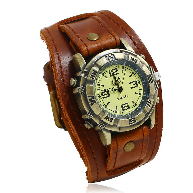 Men's Punk Retro Fashion Cuff Leather Watch - Image 9
