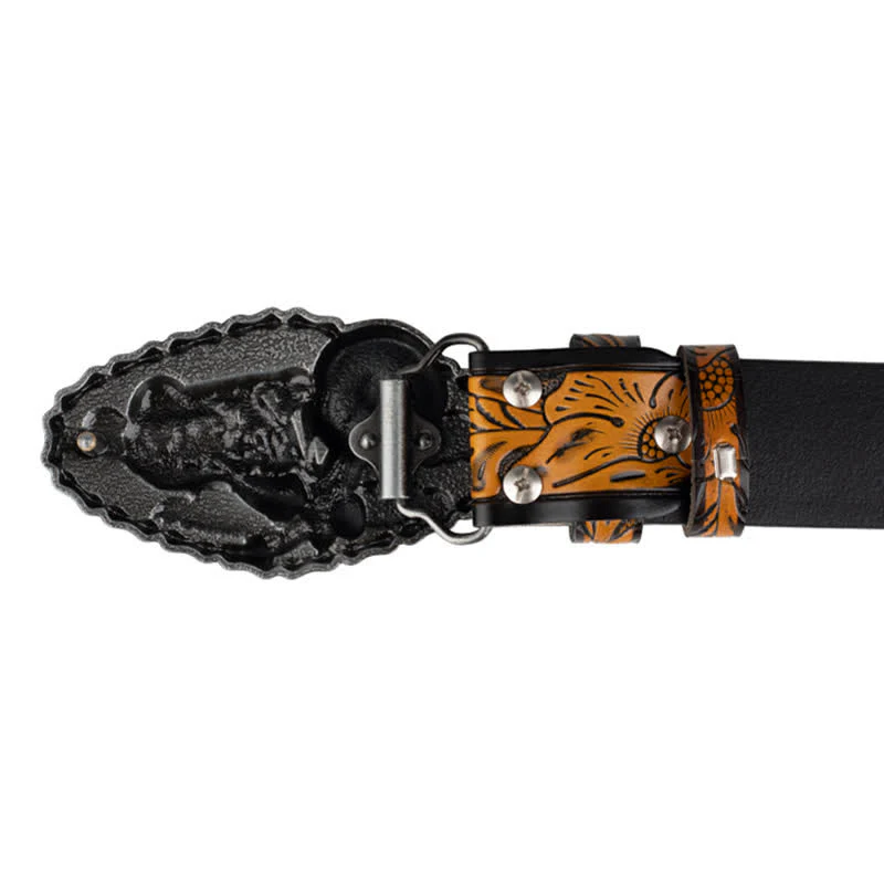 Men's Punk Rock Motorcycle Biker Leather Belt - Image 5