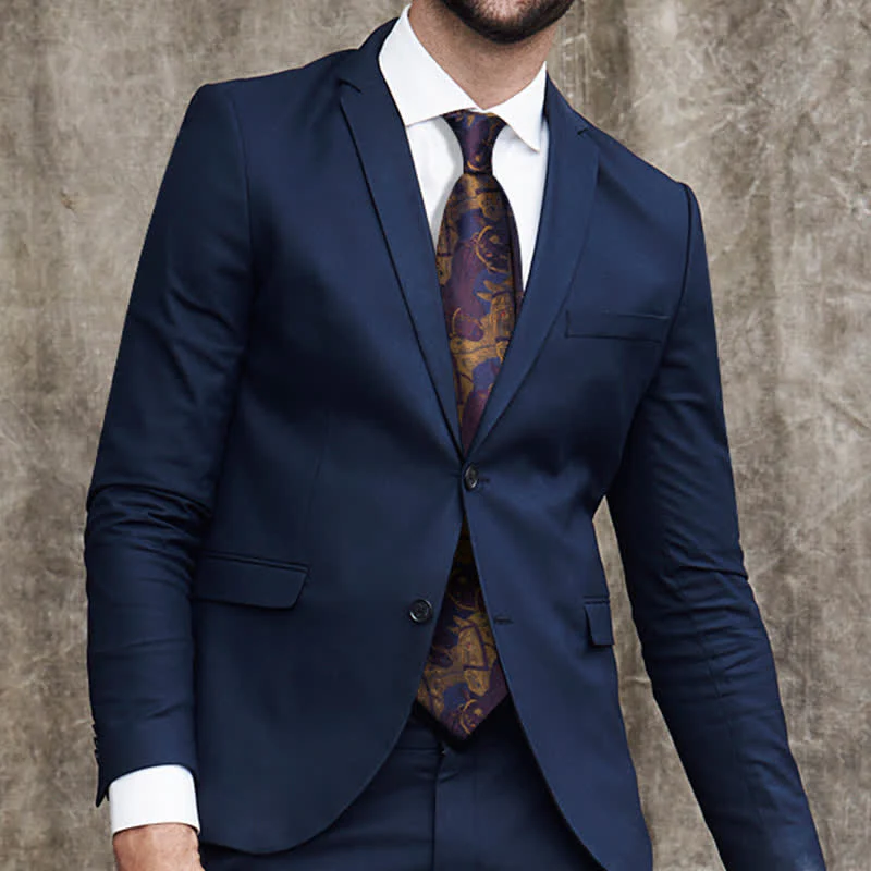Men's Purple & Goldenrod Horse Jacquard Necktie - Image 2