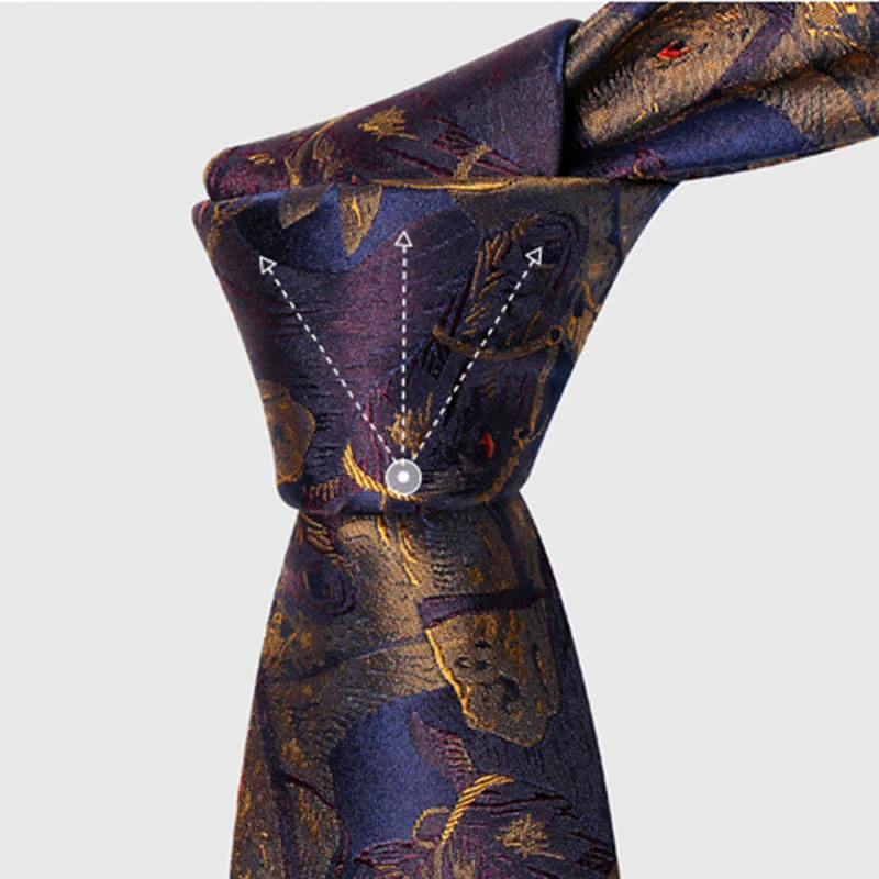 Men's Purple & Goldenrod Horse Jacquard Necktie - Image 5