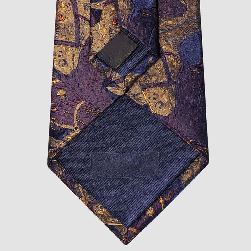 Men's Purple & Goldenrod Horse Jacquard Necktie - Image 8