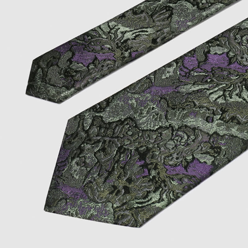 Men's Purple & Gray Delicate Abstract Pattern Pure Silk Necktie - Image 6