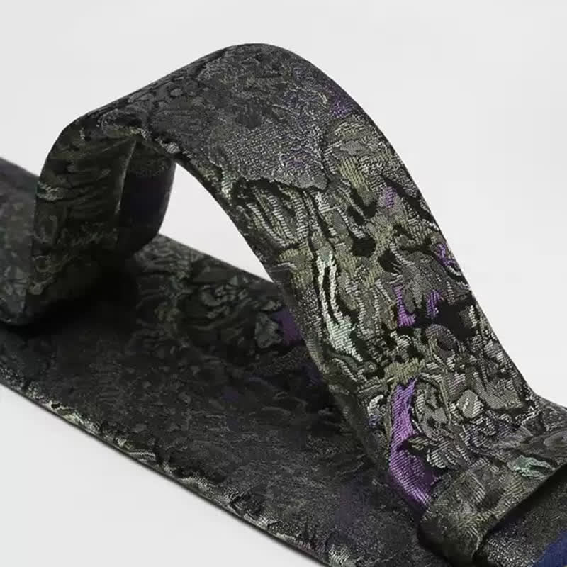 Men's Purple & Gray Delicate Abstract Pattern Pure Silk Necktie - Image 7