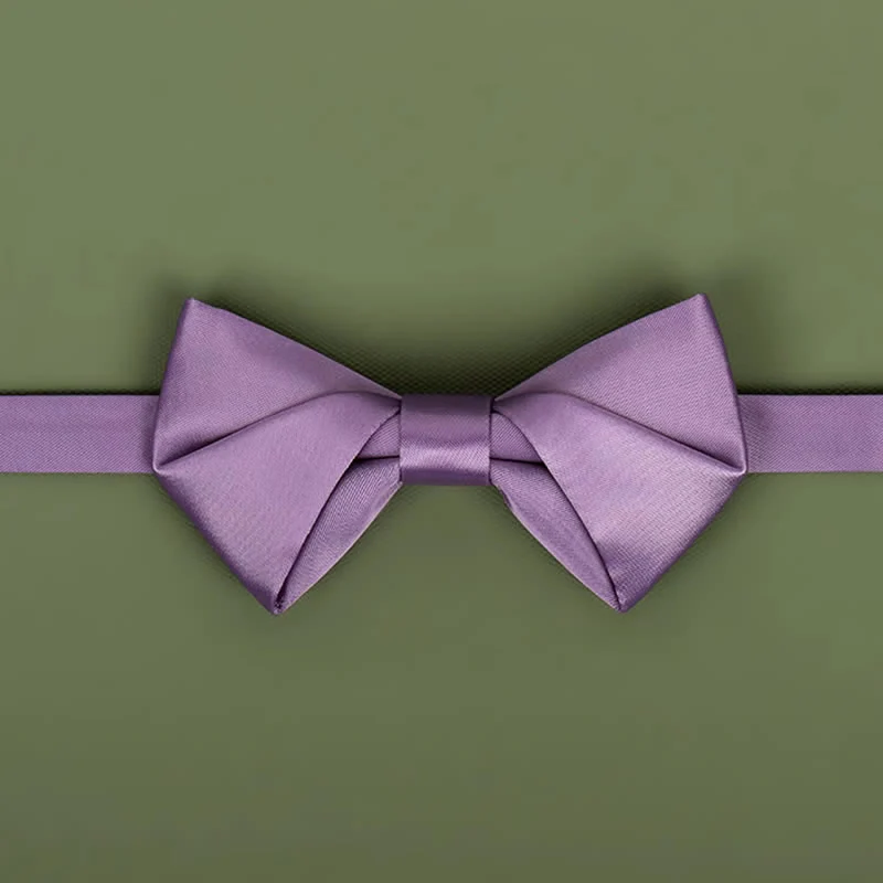 Men's Purple Mercerized Solid Color Bow Tie - Image 13